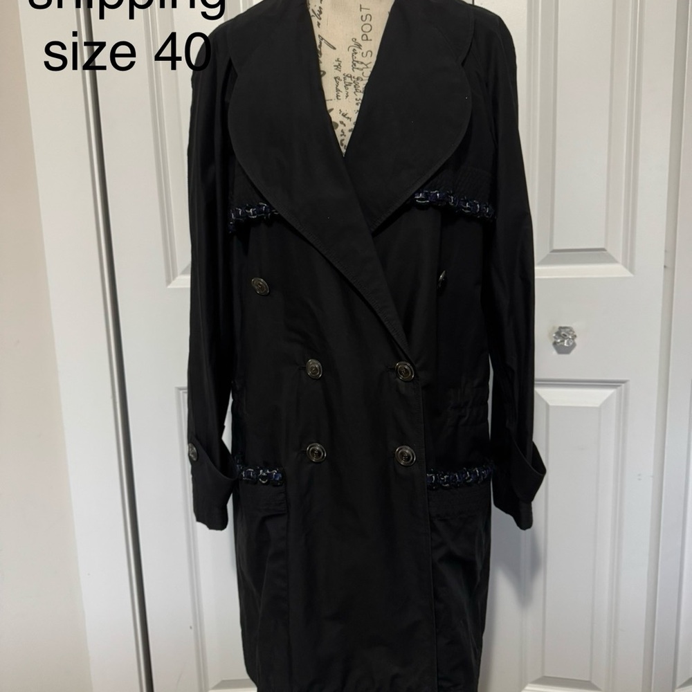 Elegant Chanel Black Double-Breasted Women's Rain Coat
